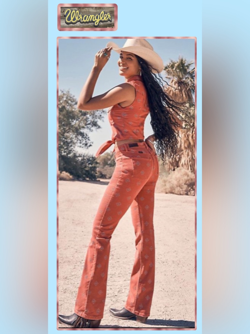 Wrangler Red Printed High-Rise Bold Boot Jeans nwt